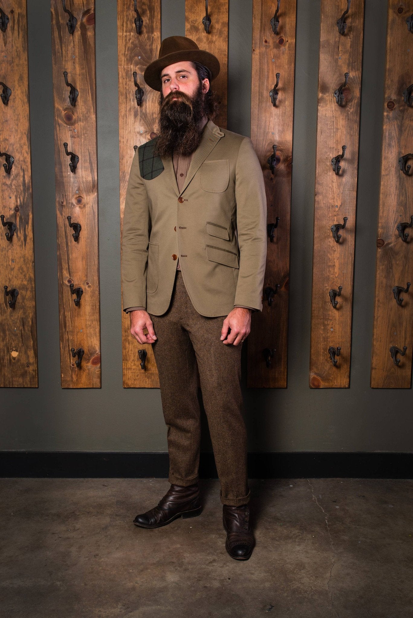Shooting jacket-Bykowski Tailor & Garb Wool Cotton tailored fit slim fit prohibition Made in USA Handcrafted Edwardian Casual 1930's 1920's 1910's hunting jacket 