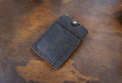 Leather snap wallet- Bykowski Tailor & Garb- minimalist Wallet Rustic Made in USA Leather Handcrafted Gift