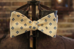 Soft Yellow Blue Star Seed - Edwardian 1920's 1930's dandy cotton bowtie BYBT-vin034 1 - Bykowski Tailor & Garb