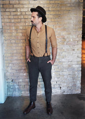 The Istanbul shirt -Bykowski Tailor & Garb banded collar Rustic Victorian vintage inspired Made in USA heritage clothing hand crafted Edwardian Casual 1930's 1920's 1910's 1800's