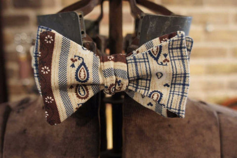 Victorian Quilt - Edwardian 1920's 1930's dandy cotton bowtie BYBT-AND46 1 - Bykowski Tailor & Garb