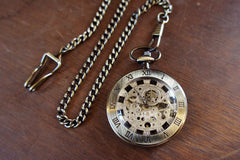 Brushed Brass Open-Face Watch