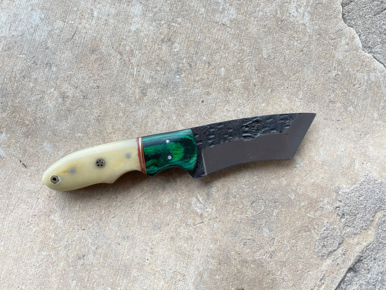 Knife Polished Bone Green Wood