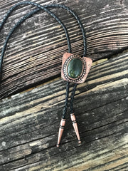 Bolo Tie classic Cowboy copper (green) russian serp black cord